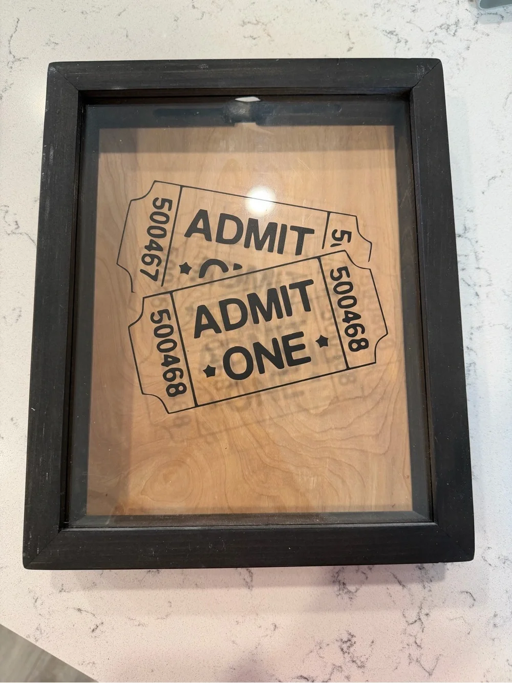 Black Framed 'Admit One' Wall Art